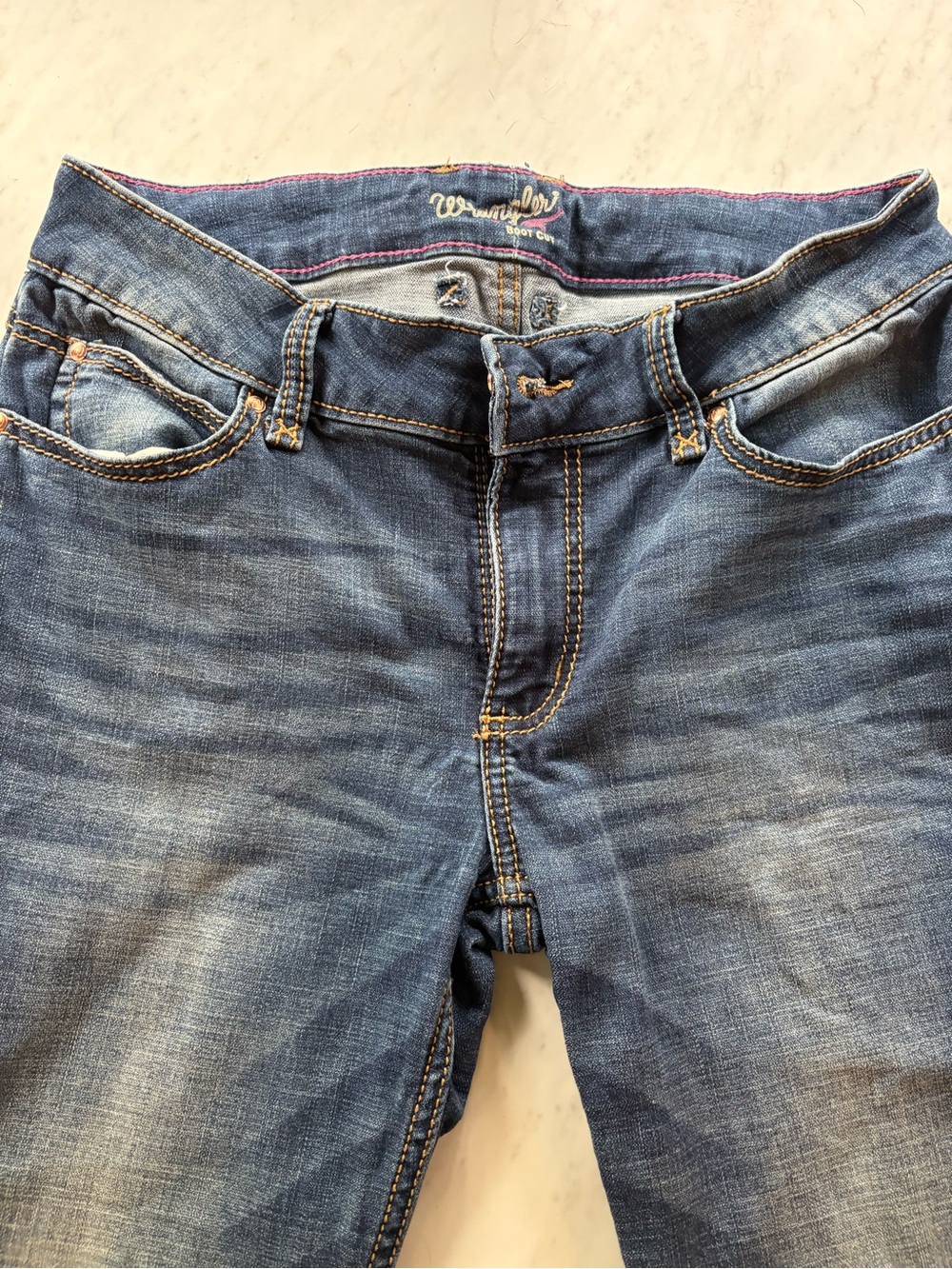 Wrangler Women's Faded Blue Bootcut Jeans with Contrast Stitching